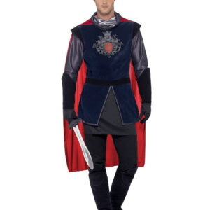 Mittelalterlicher König Deluxe Kostüm schwarz-silber-rot