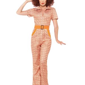 70er Jahre Disco Damenkostüm Jumpsuit orange