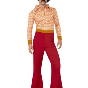 70er Jahre Disco-Star Kostüm orange-rot