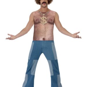 Hip Hop T-Shirt mit Brusthaar beige-gold