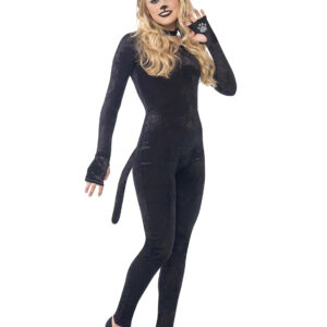 Cooler Katzen-Catsuit Tierkostüm schwarz-pink