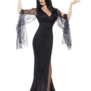 Elegante Gothic-Hexe Halloween-Damenkostüm schwarz