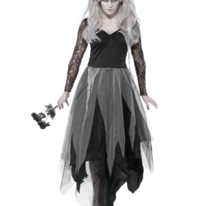 Finstere Geisterbraut Halloween-Kostüm für Damen schwarz-grau