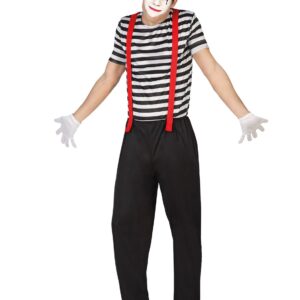 Pantomimen-Kostüm für Herren in Schwarz Weiß und Rot