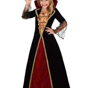 Vampir-Prinzessin Halloween-Kinderkostüm schwarz-rot-gold