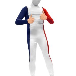 Erwachsenenkostüm Zweite Haut Frankreich rot-weiß-blau