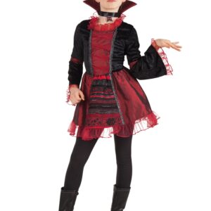 Elegante Vampirin Halloween-Kinderkostüm dunkelrot-schwarz