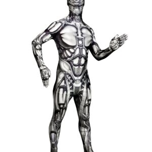 Android Morphsuit Halloween Roboter schwarz-weiss