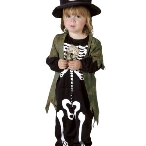 Süsses Skelett Halloween-Kinderkostüm schwarz-weiss