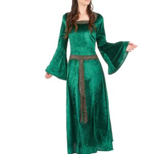 Mittelalter-Kleid LARP Damenkostüm grün-braun