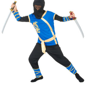 Ninja Krieger Kinderkostüm schwarz-blau