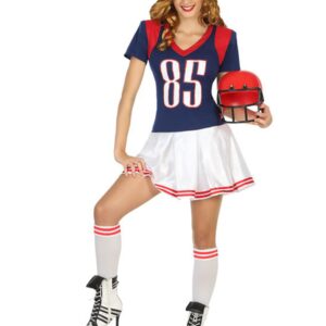 Amerikanische Football-Spielerin - Damenkostüm navyblau-weiß