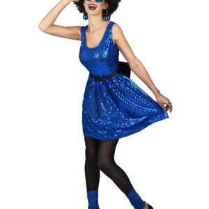 Discokostüm Pailletten-Kleid für Damen blau