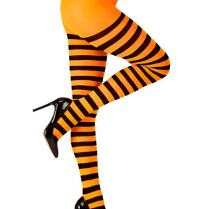 Halloween Ringelstrumpfhose orange-schwarz
