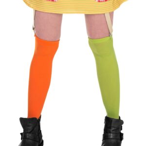 Pippi Langstrumpf Damen-Strümpfe Lizenzware orange-grün