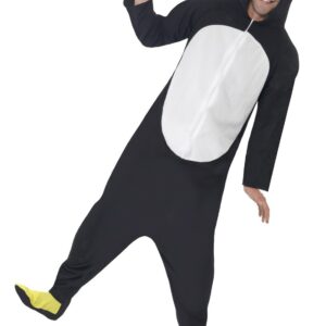 Pinguin Kostüm für Erwachsene schwarz-weiß-gelb