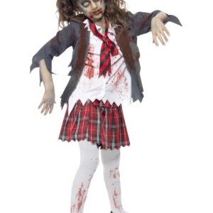 Untotes Schulmädchen Kinderkostüm Halloween Kinderkostüm grau-weiss