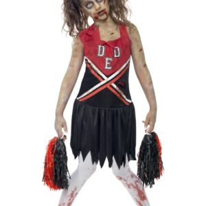 Zombie Cheerleader Halloween Kinderkostüm rot-schwarz