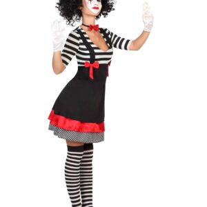 Süsse Pantomime Damenkostüm Clownfrau schwarz-weiss