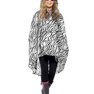Party Poncho Zebra schwarz-weiss