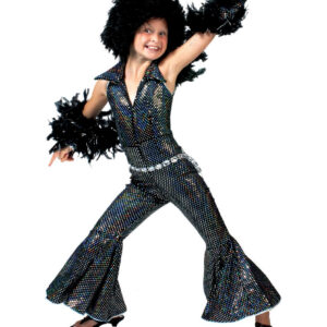 Disco-Kostüm für Mädchen schwarz-glänzend