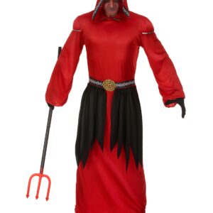Langes Teufel-Herrenkostüm Dämon rot-schwarz