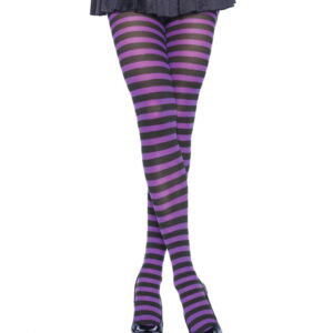 Gestreifte Strumpfhose schwarz-lila
