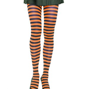 Gestreifte Strumpfhose schwarz-orange