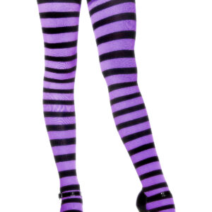 Strumpfhose gestreift schwarz-lila