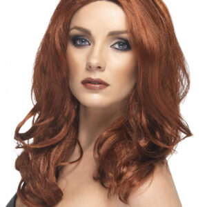 Diva Filmstar Perücke lang gewellt rotbraun