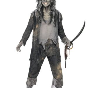 Zombie Geister Pirat Halloween Kostüm grau