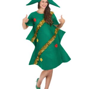 Weihnachtsbaum Damenkostüm Christbaum grün-gold