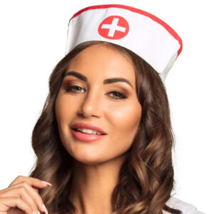 Krankenschwester Haube weiss-rot
