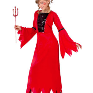 Teufelinkostüm für Mädchen Halloween rot-schwarz