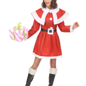 Weihnachtsfrau-Damenkostüm Nikolauskostüm für Damen rot-weiss-schwarz