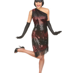 20er-Jahre Charleston Damenkostüm schwarz-rot