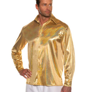 70s Gold Metallic Disco Hemd XXL