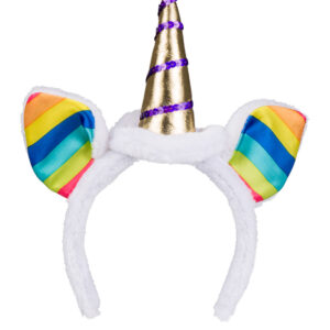 Einhorn Haarreif mit Ohren und Horn weiss-bunt