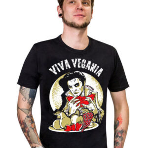 Veganer-Shirt T-Shirt Viva Vegania schwarz-gold-rot