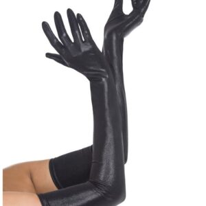 Lack-Lycra Handschuhe lang schwarz