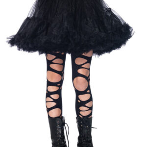 Punk Kinder-Strumpfhosen Löcher schwarz