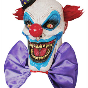 Clown-Zombie Halloween Latex-Maske Zirkus blau-weiss-rot