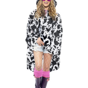 Party Poncho Kuh schwarz-weiss