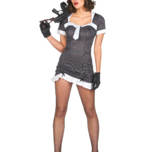 Sexy Gangster Damenkostüm schwarz-weiss