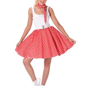 50er-Jahre Rockabilly Petticoat-Rock mit Halstuch rot-weiss