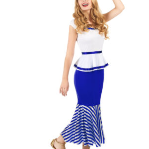 Gallierin Damenkostüm blau-weiss