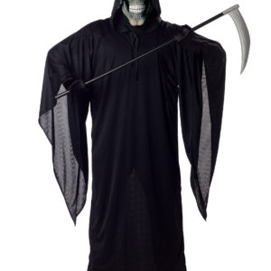 Skelett-Sensenmann Halloween-Kostüm schwarz-weiss