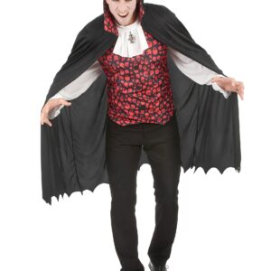 Eleganter Vampir Halloween Herrenkostüm schwarz-rot-weiss