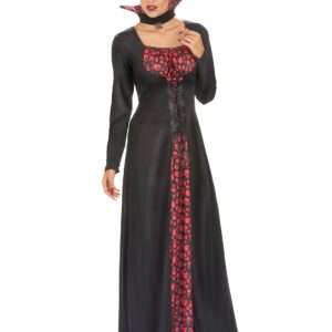 Aristokratische Vampirdame Halloweenkostüm schwarz-rot