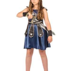 Edles Ritterin Kinder-Kostüm blau-schwarz